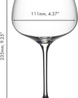 Wine glass with measurements on a white background