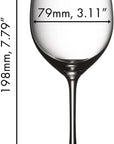 Wine glass with dimensions labeled on a white background