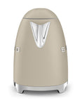 Side view of matte beige kettle with SMEG logo on a white background