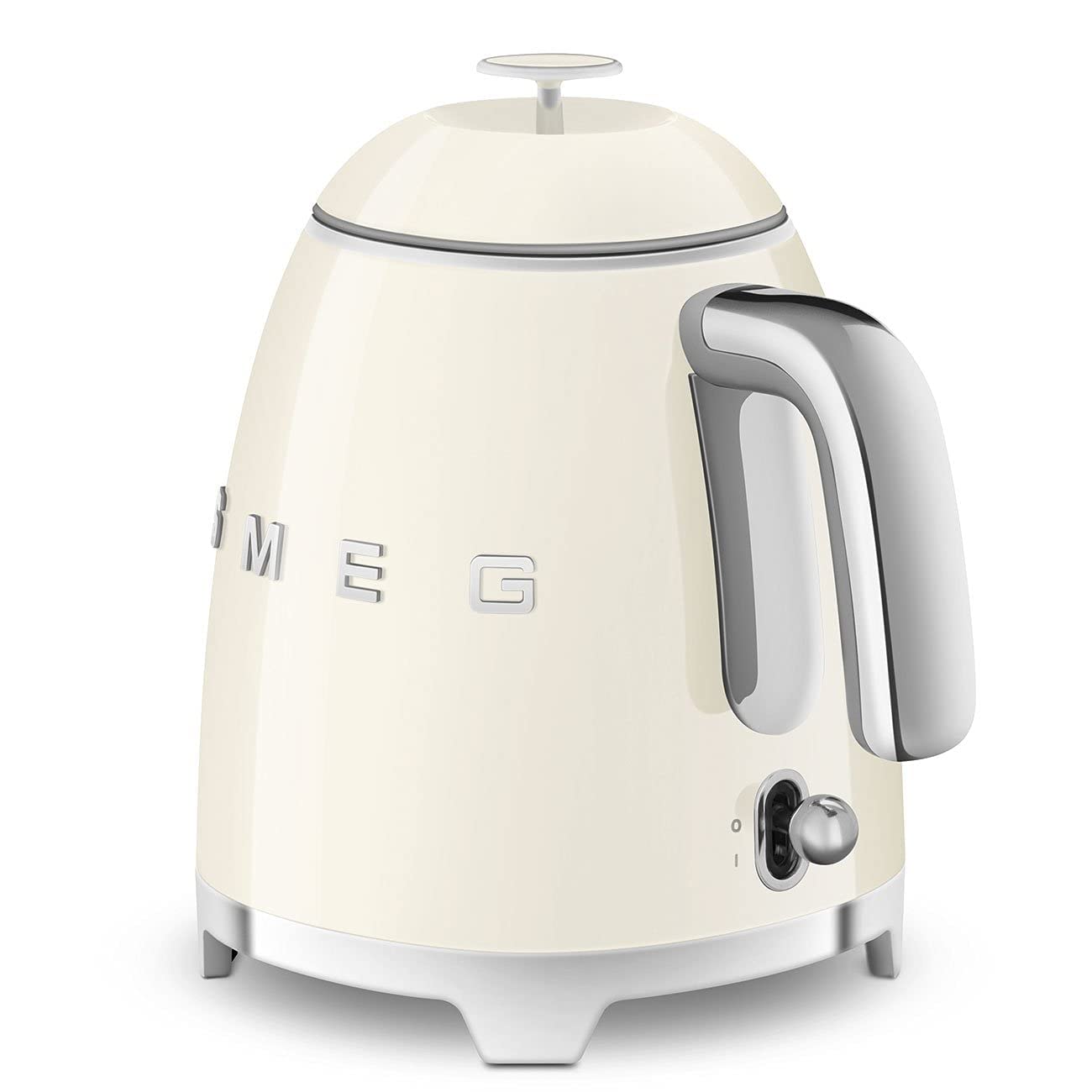 Smeg cream-colored kettle with metallic accents on a white background