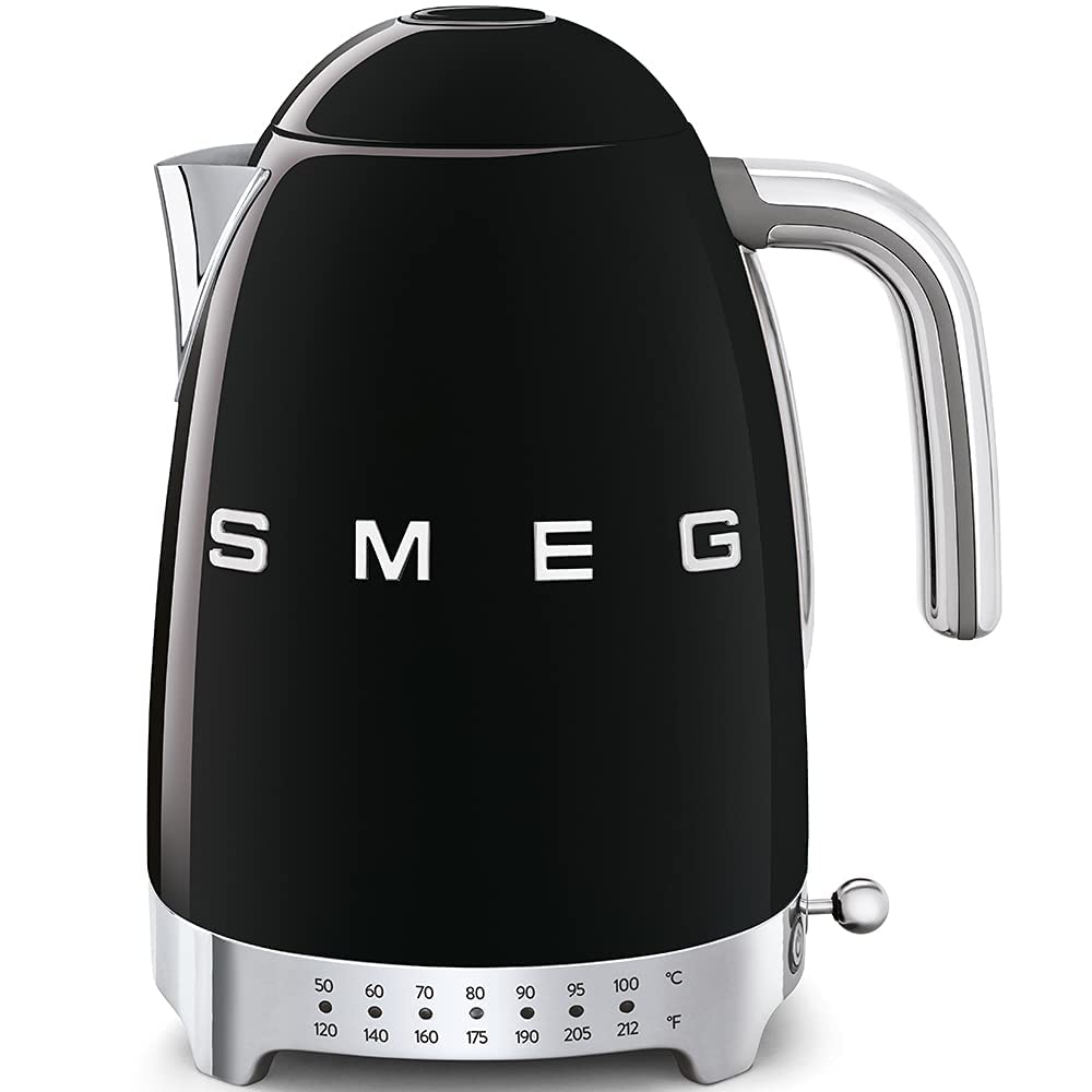 SMEG 50's Retro Variable Temperature Kettle, 7 Cup (Black) - Open Box