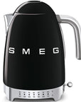 SMEG 50's Retro Variable Temperature Kettle, 7 Cup (Black) - Open Box
