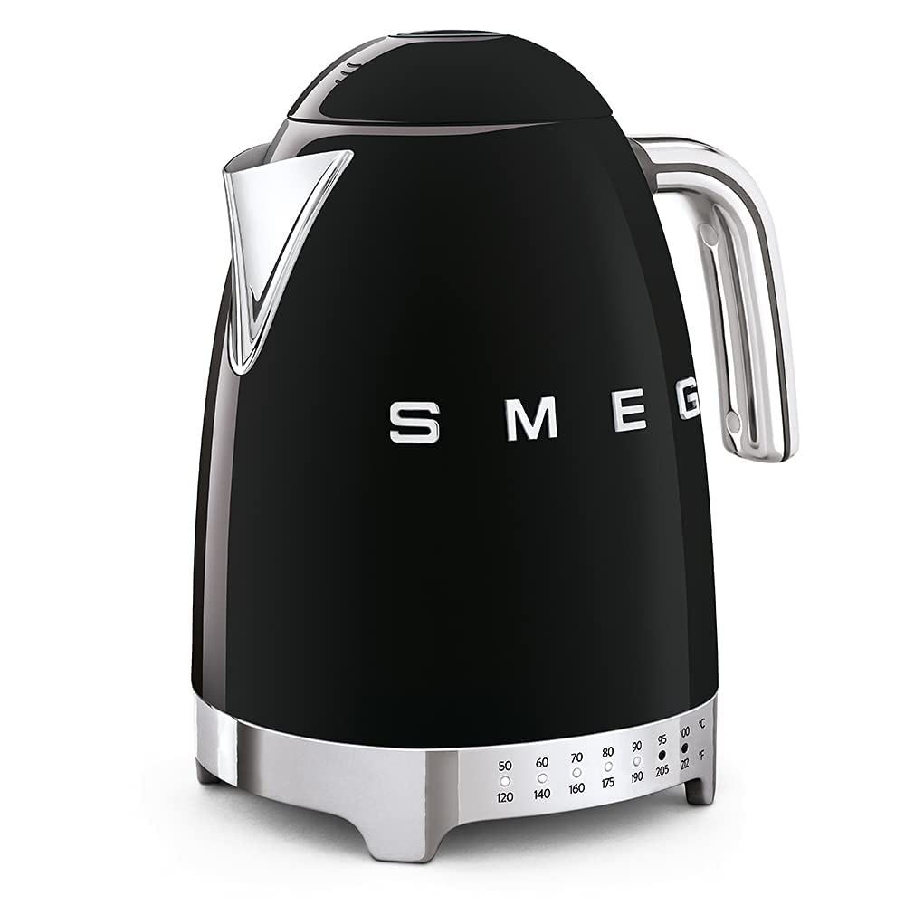 SMEG 50's Retro Variable Temperature Kettle, 7 Cup (Black) - Open Box