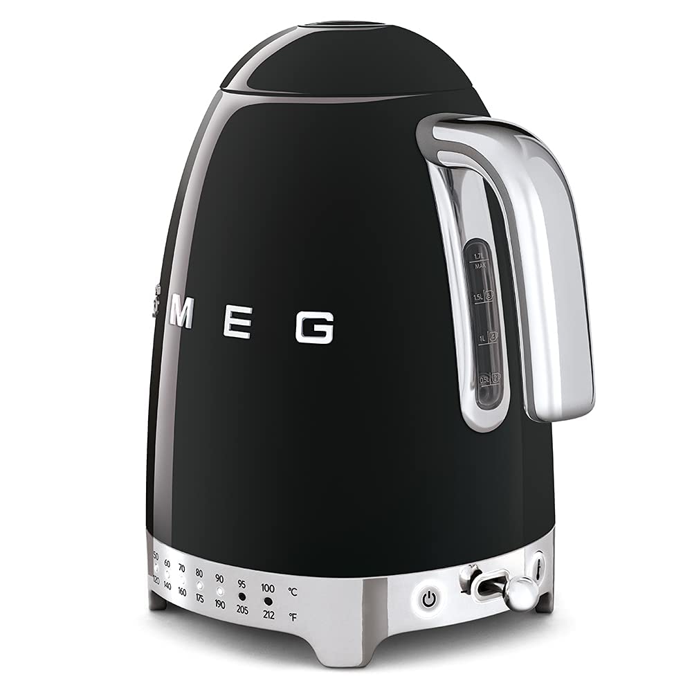 SMEG 50's Retro Variable Temperature Kettle, 7 Cup (Black) - Open Box