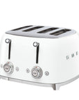 White 4 x 4 Smeg 50s retro line toaster displayed on a white background