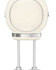 Side view of Smeg hand mixer with a cream body and silver accents on a white background