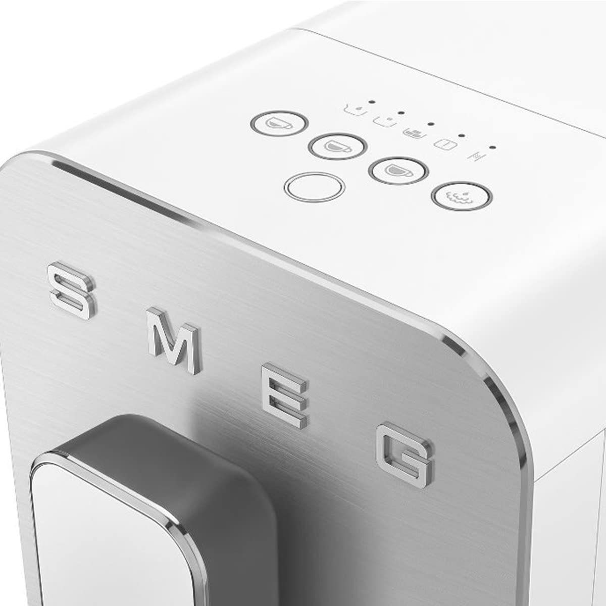Close-up of a Smeg appliance with control buttons on a white background