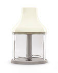 Clear kitchen chopper with cream top on a white background