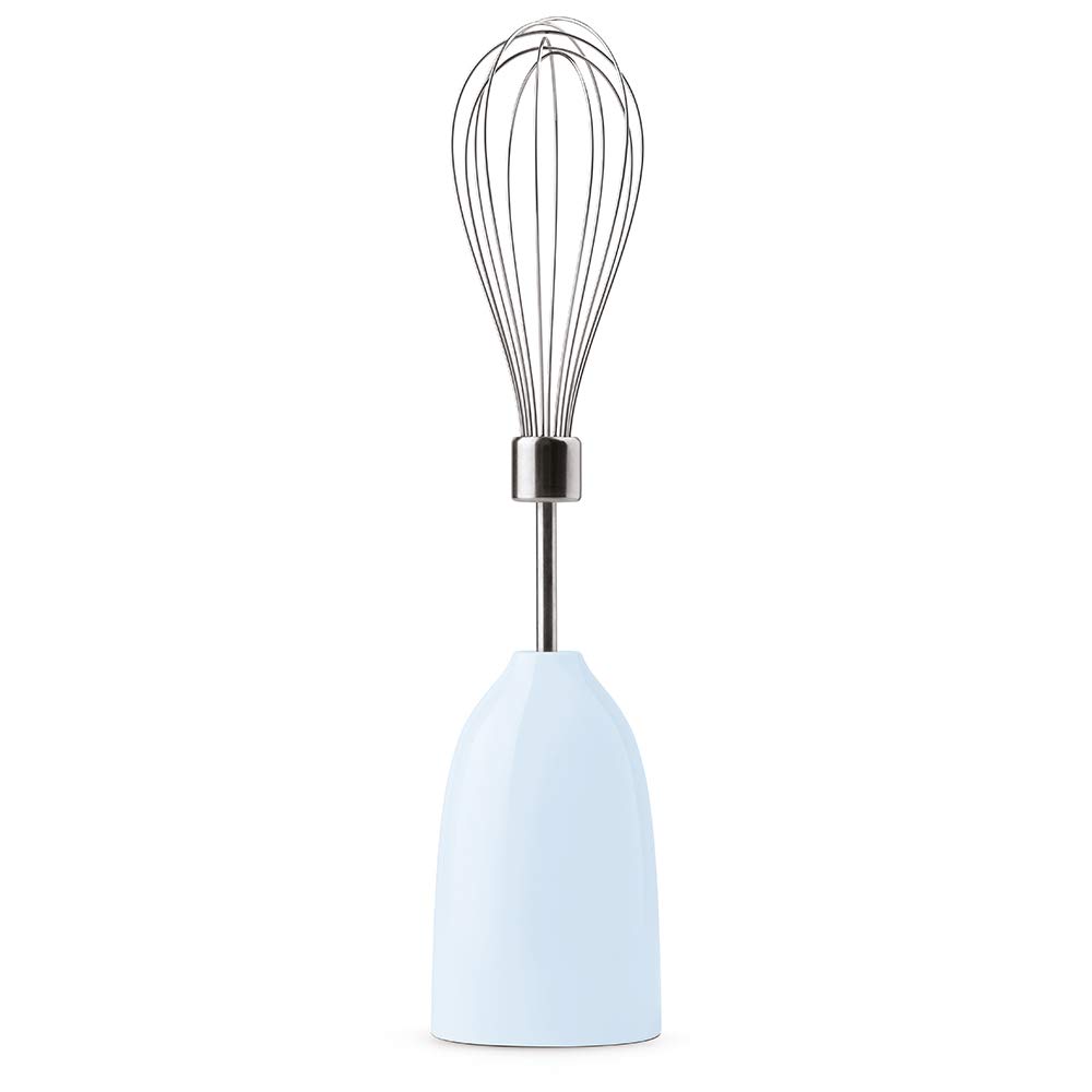 Whisk attachment with a pastel blue handle on a white background