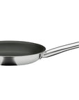 Stainless steel non stick coating frying pan on a white background