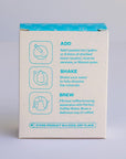 Packaging with instructions displayed on a light gray background