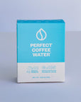 Box of Perfect Coffee Water on a light gray background