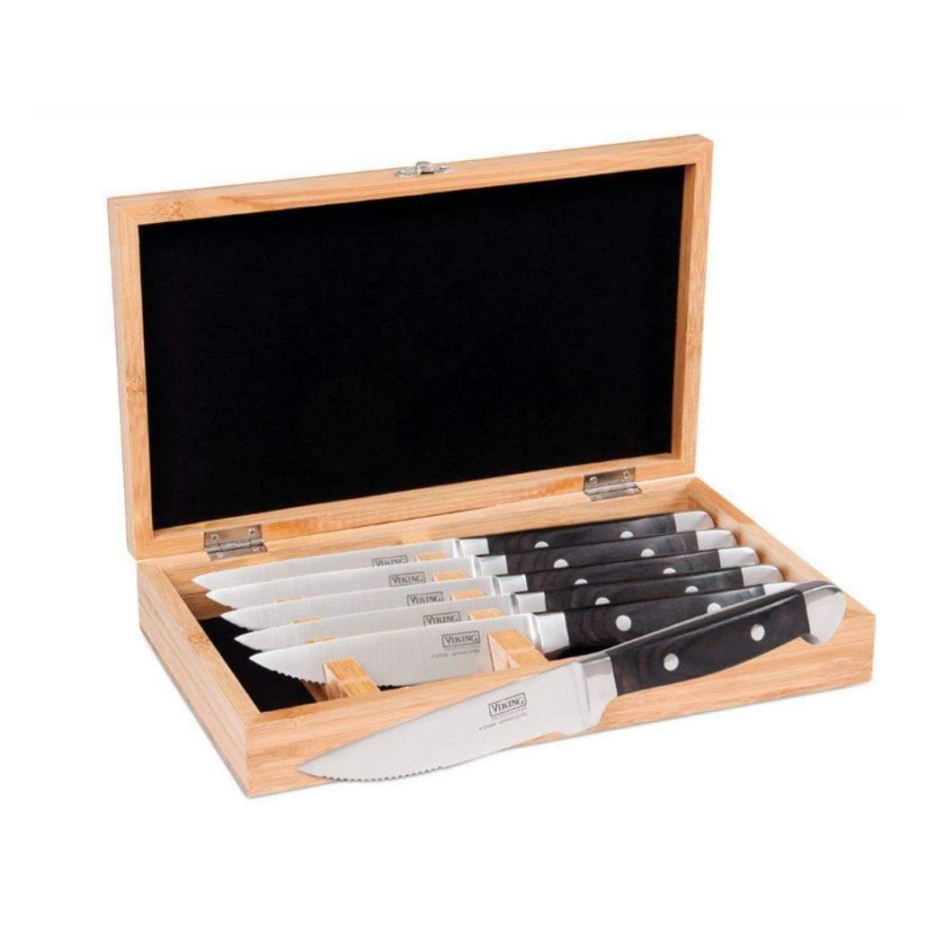 Viking Professional 6-Piece Steak Knife Set in Bamboo Box - Thumbnail 2