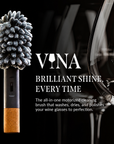 Description of how the Vina rechargeable wine glass cleaner and polisher will have the glasses with a brilliant shine everytime