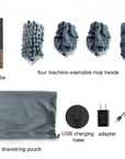 Attachments and accessories that are included in the Vina rechargeable wine glass cleaner and polisher displayed on a white background