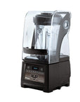 Black and clear blender on a white background