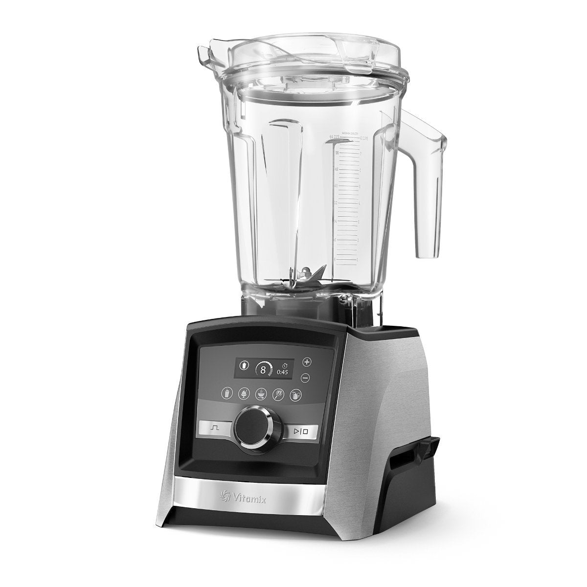 Blender with clear container on a white background