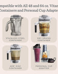 Pictures of blenders with text about compatibility on a beige background