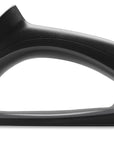 Close-up of a black handle of a knife sharpener component on a white background
