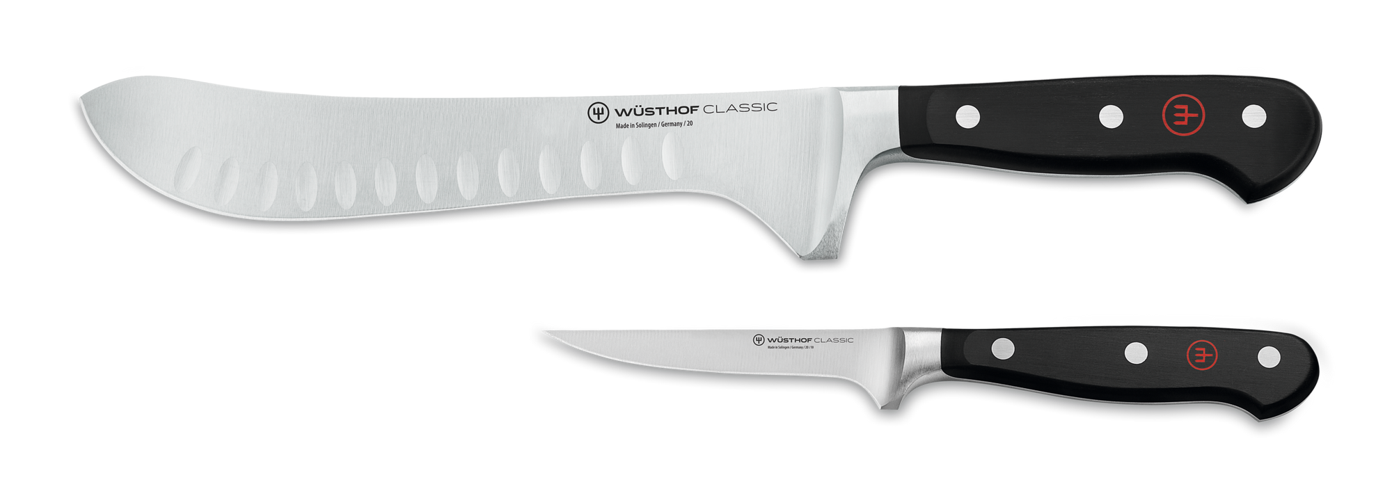Two Wusthof knives on a white background