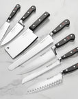Set of Wüsthof knives on a marble surface