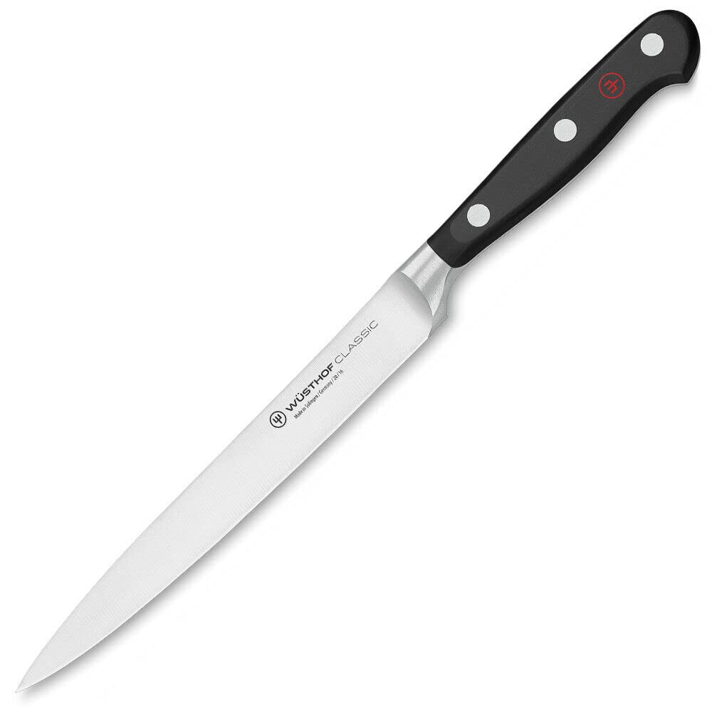 Wusthof classic flexible narrow fillet knife displayed on a white background