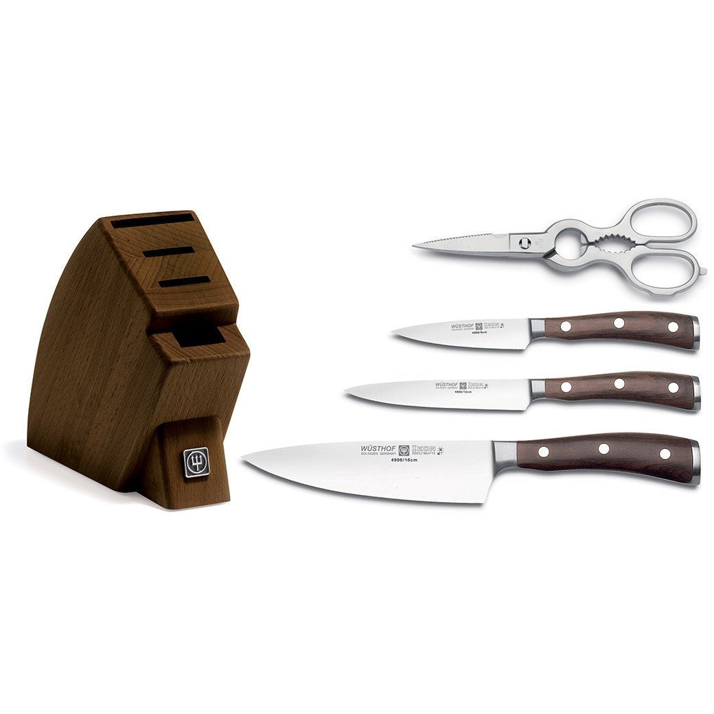 Wusthof Knife Sets Wusthof Ikon Blackwood 5-piece Studio Knife Block Set JL-Hufford
