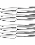 Set of eight Wusthof steak knives on a white background