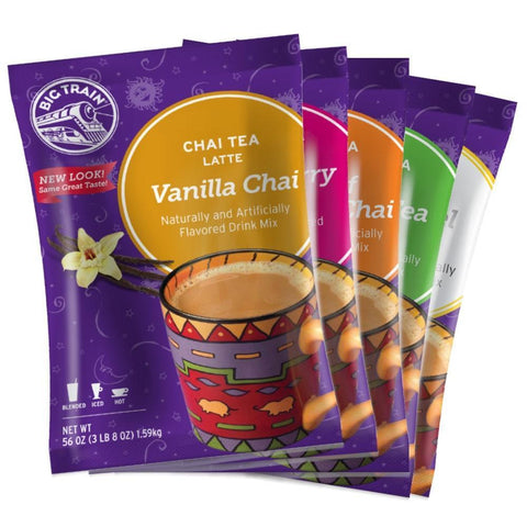 Big Train Chai Tea Latte Mix 3.5 lb Bags - Case of 5 - Assorted Flavors