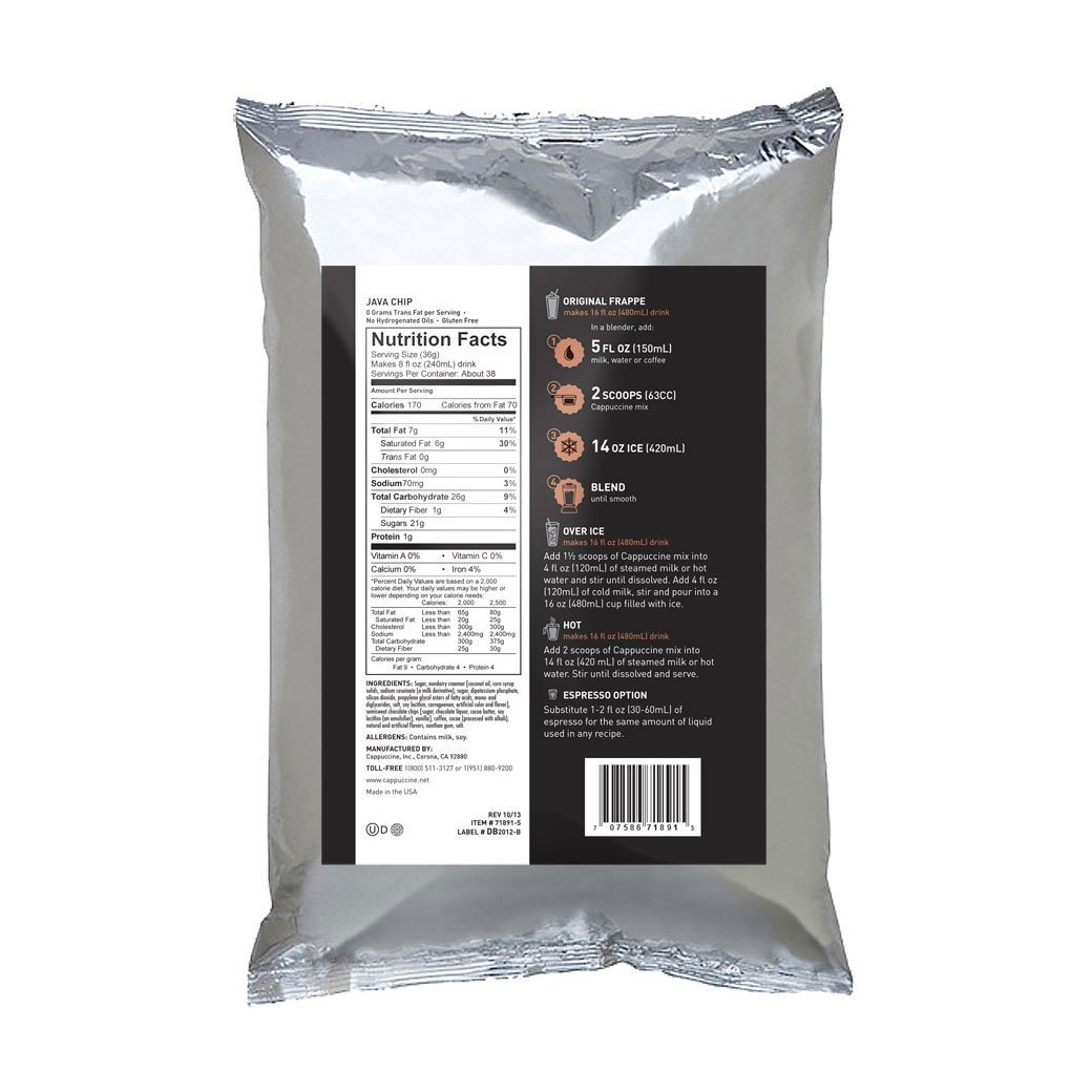 Cappuccine Blended Coffee Frappe Individual Cappuccine Ice Coffee Frappe Mix - Java Chip JL-Hufford