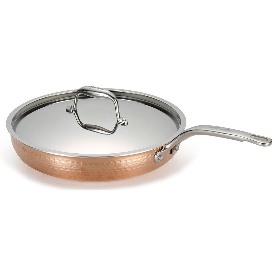 Lagostina Martellata Hammered Copper 12" Skillet w/ Lid