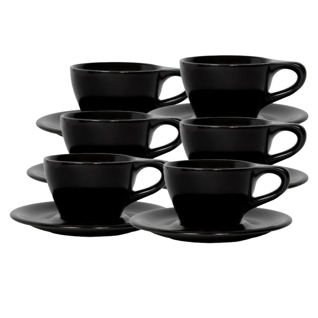 Nuflaat（ヌフラート）Line Dessert Set Black notNeutral Lino 8 oz Latte Cup & Saucer Set | J.L. Hufford
