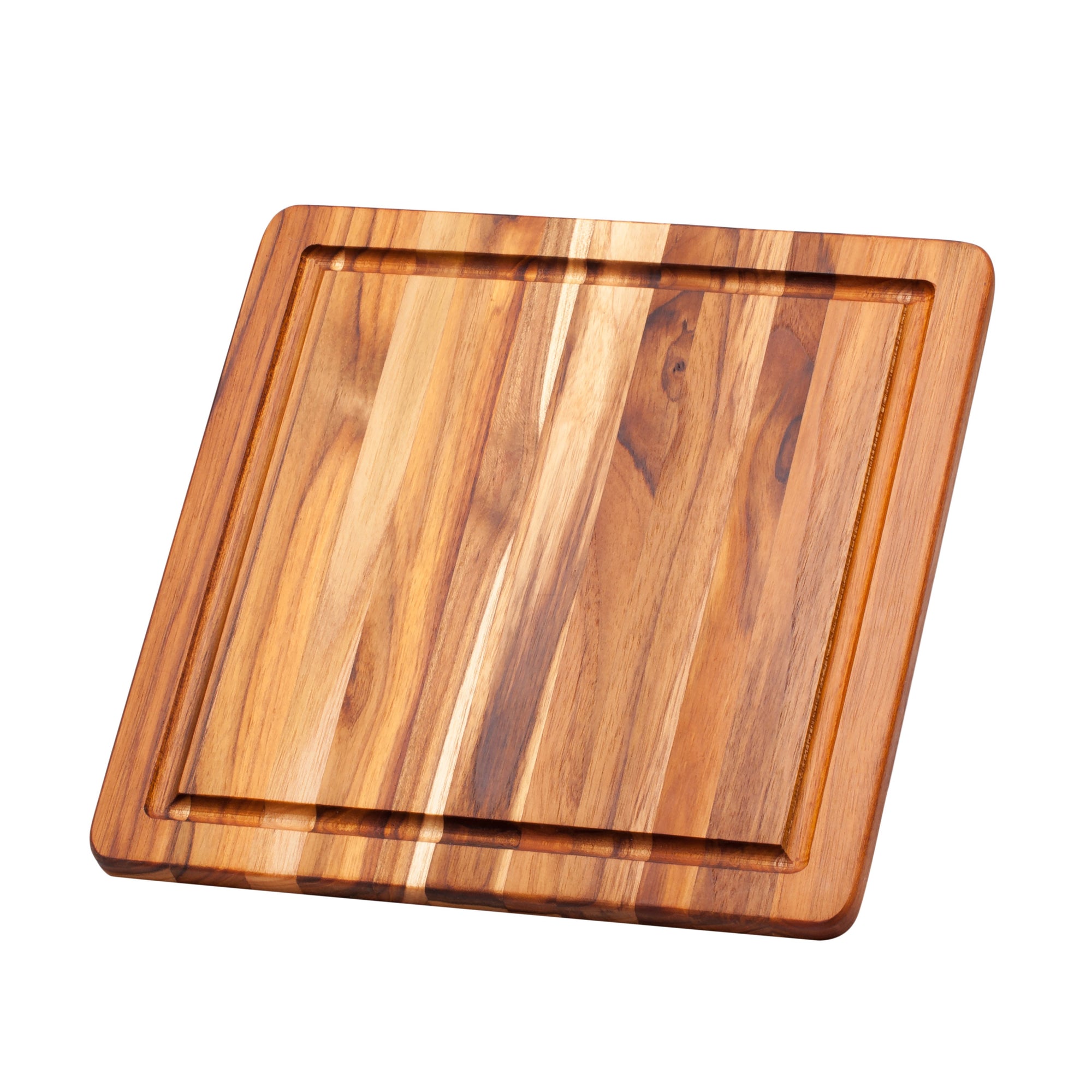 TeakHaus Cutting Boards Proteak Edge Grain Essential Cutting and Serving Board with Juice Canal, 12&quot; x 12&quot; x 0.55&quot; JL-Hufford